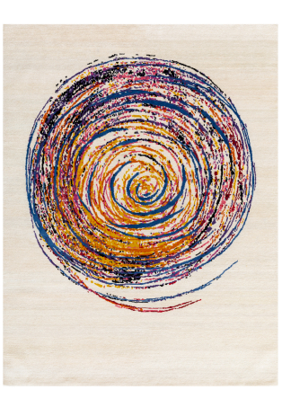 Tapis fond blanc avec spirale multicolore