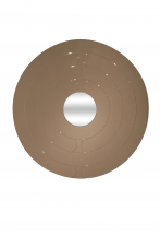 Miroir rond gravé de fines lignes et teinté de bronze