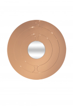 Miroir rond gravé de fines lignes et teinté de rose