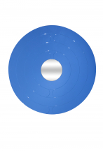 Round mirror engraved with thin lines, cobalt color